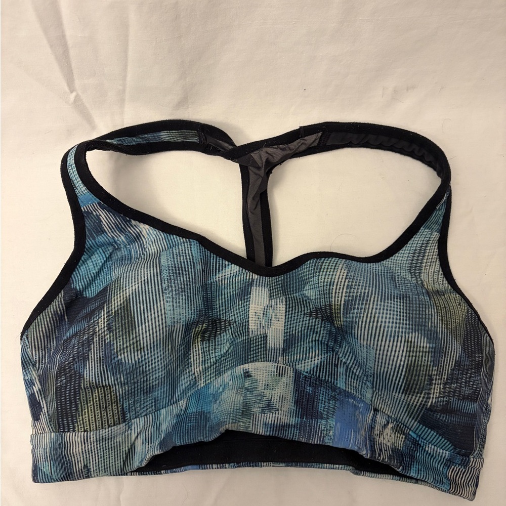 lululemon athletica Blue Multicolor Patterned Racerback Sports Bra